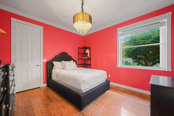 Bedroom, Chandelier, Interior, Wood Texture Flooring