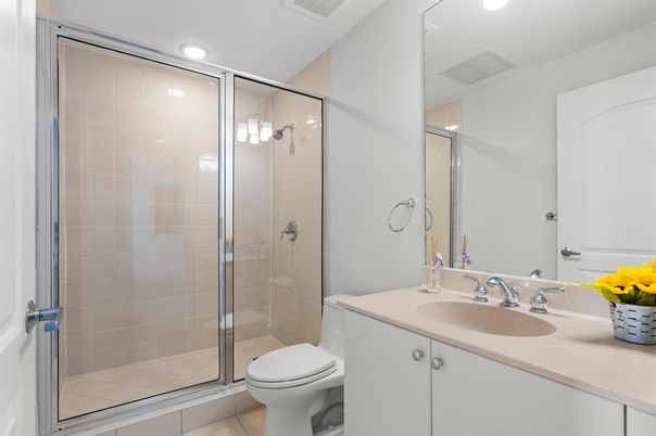 Bathroom, Glass Shower, Interior, Recessed Lighting