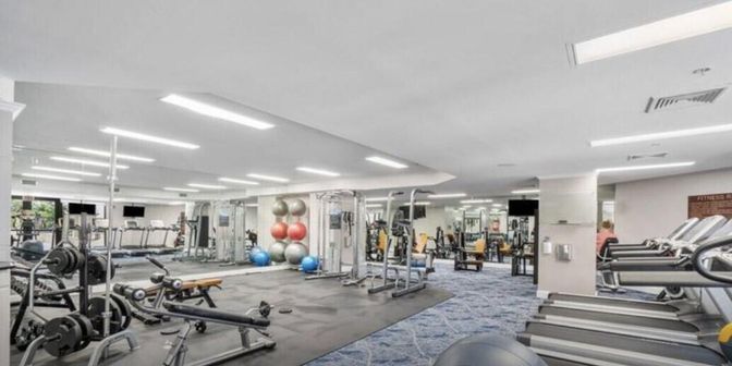 Fitness Equipment, Gym, Interior, Recessed Lighting