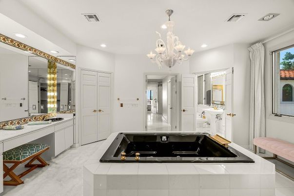 Bathroom, Chandelier, Interior, Recessed Lighting