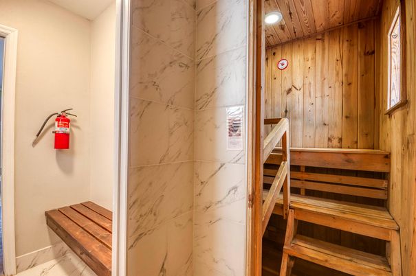 Interior, Marble, Marble Walls, Recessed Lighting, Sauna Room