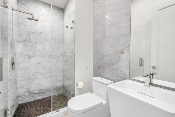 Bathroom, Glass Shower, Interior, Marble Walls