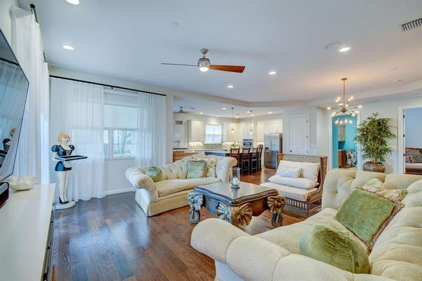 Interior, Kitchen, Living room, Pendant Lights, Recessed Lighting, Stainless Steel Appliances, Wood Texture Flooring