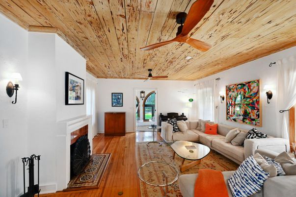 Fireplace, Interior, Living room, Wooden Ceilings, Wood Texture Flooring