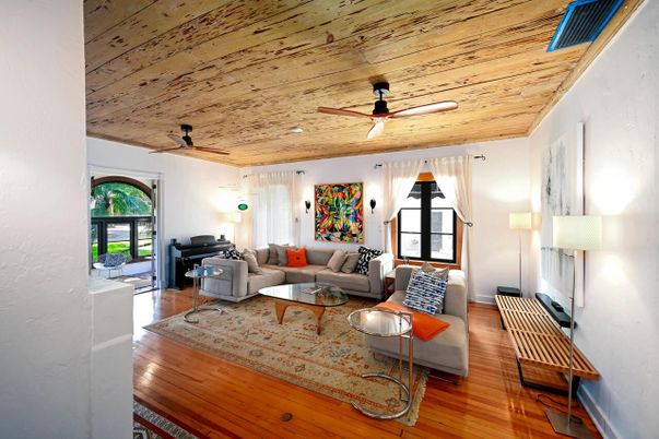 Interior, Living room, Recessed Lighting, Wooden Ceilings, Wood Texture Flooring