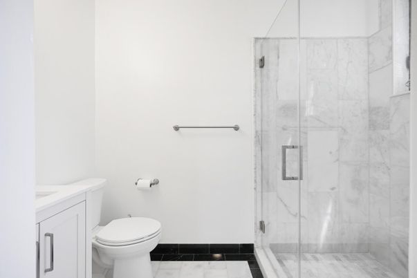 Bathroom, Glass Shower, Interior, Marble, Marble Walls