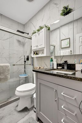 Bathroom, Glass Shower, Interior, Marble Walls
