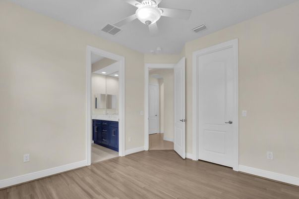 Bathroom, Empty room, Interior, Recessed Lighting, Wood Texture Flooring