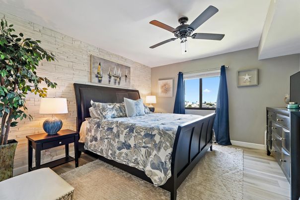 Bedroom, Interior, Stone Walls, Wood Texture Flooring