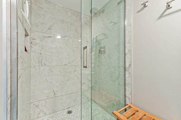 Bathroom, Glass Shower, Interior, Marble Walls