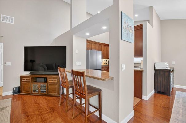 Interior, Kitchen, Recessed Lighting, Wood Texture Flooring