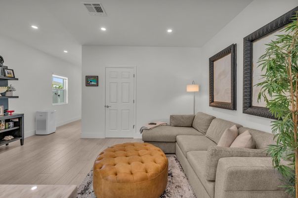 Interior, Living room, Recessed Lighting, Wood Texture Flooring
