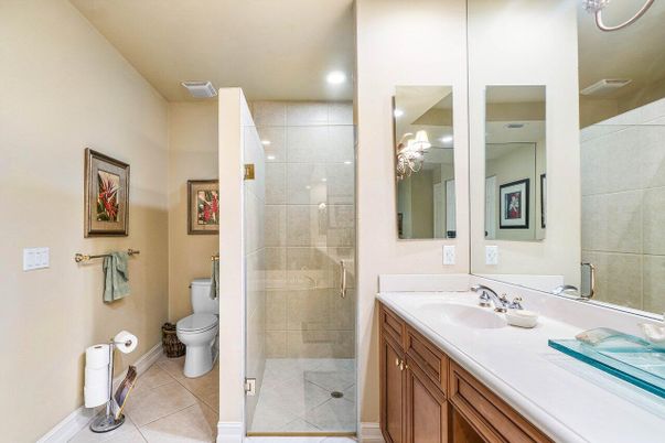 Bathroom, Dual Sink Vanities, Glass Shower, Interior, Recessed Lighting