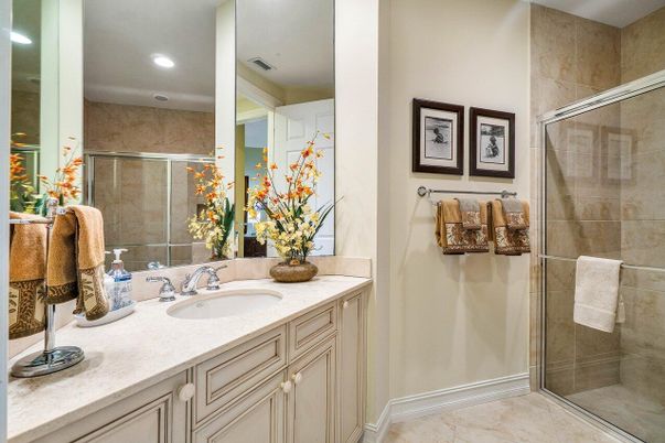 Bathroom, Glass Shower, Interior, Recessed Lighting