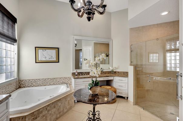 Bathroom, Glass Shower, Interior, Recessed Lighting