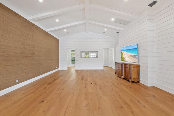 Empty room, Interior, Recessed Lighting, Wood Texture Flooring