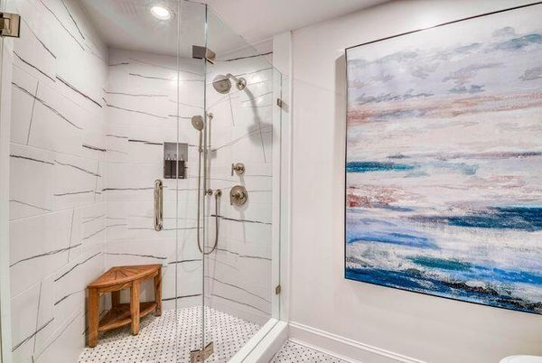 Bathroom, Glass Shower, Interior, Recessed Lighting