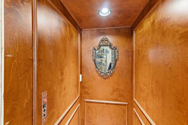 Elevator, Interior, Recessed Lighting, Wooden Walls