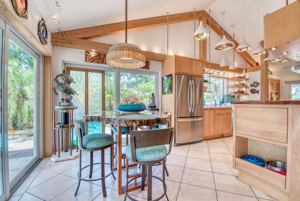 Interior, Kitchen, Pendant Lights, Wooden Beams