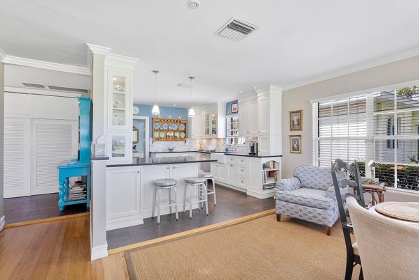 Interior, Kitchen, Pendant Lights, Recessed Lighting, Wood Texture Flooring