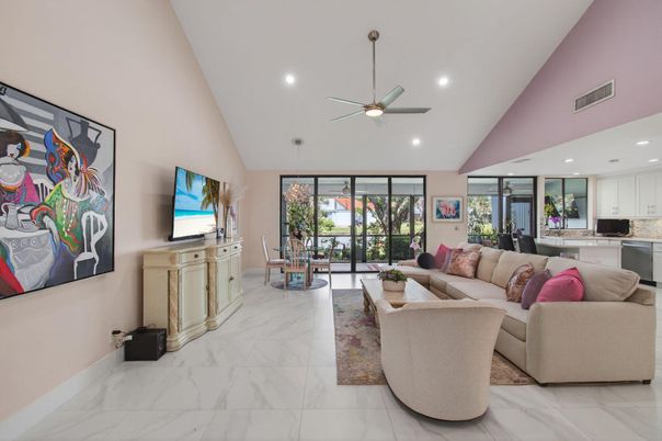 Dining room, Interior, Kitchen, Living room, Marble, Recessed Lighting