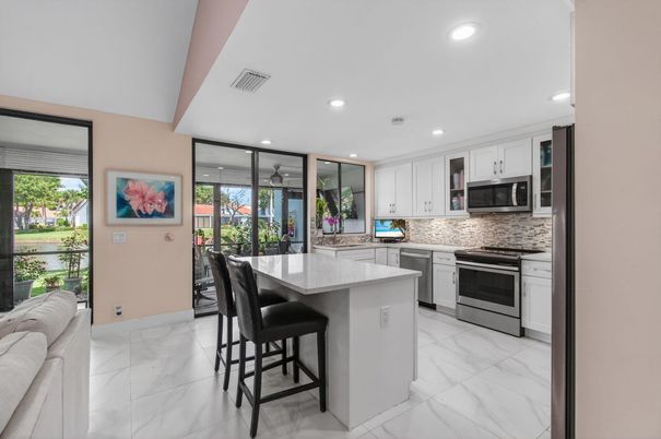 Interior, Kitchen, Marble, Recessed Lighting, Stainless Steel Appliances