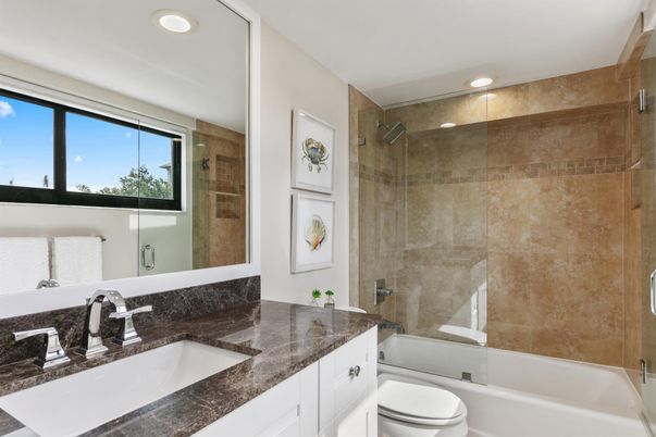 Bathroom, Glass Shower, Interior, Recessed Lighting
