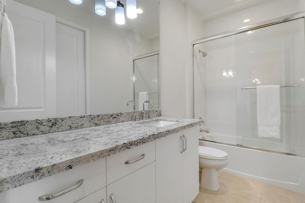Bathroom, Glass Shower, Interior, Recessed Lighting