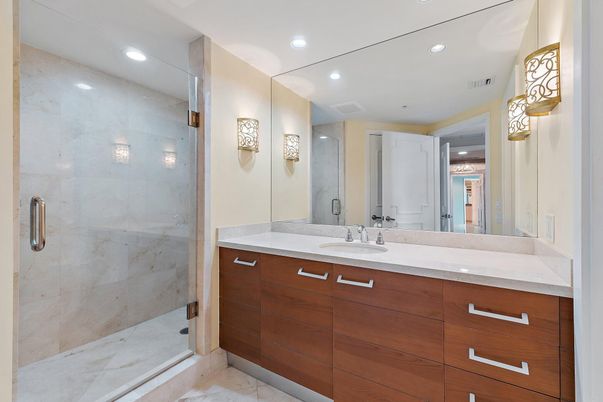 Bathroom, Dual Sink Vanities, Glass Shower, Interior, Recessed Lighting