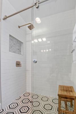 Bathroom, Glass Shower, Interior, Pendant Lights