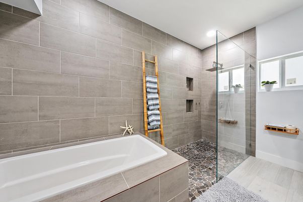 Bathroom, Glass Shower, Interior, Recessed Lighting