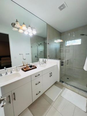 Bathroom, Dual Sink Vanities, Glass Shower, Interior