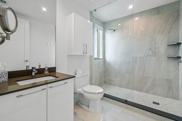 Bathroom, Glass Shower, Interior, Recessed Lighting