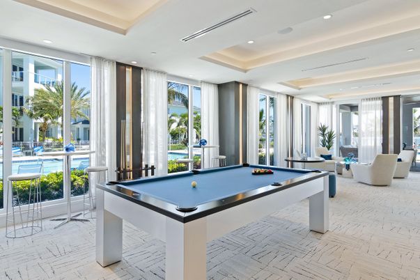 Billiard Table, Game Room, Interior, Recessed Lighting