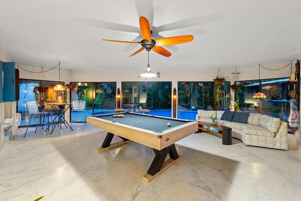 Billiard Table, Game Room, Interior, Living room, Marble, Pendant Lights