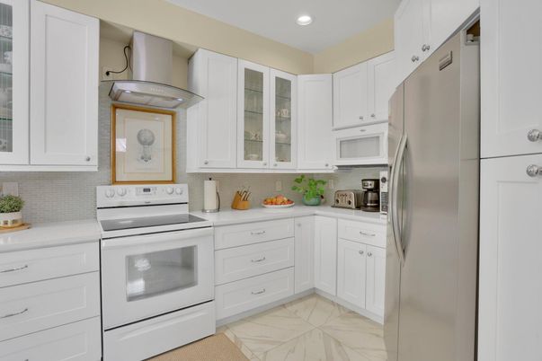 Interior, Kitchen, Marble, Recessed Lighting, Stainless Steel Appliances