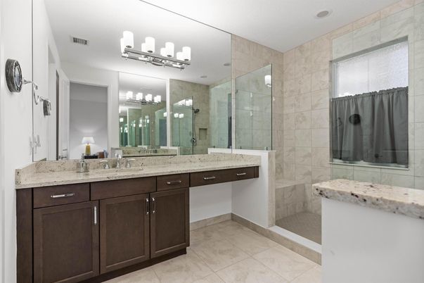 Bathroom, Dual Sink Vanities, Glass Shower, Interior