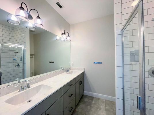 Bathroom, Dual Sink Vanities, Glass Shower, Interior