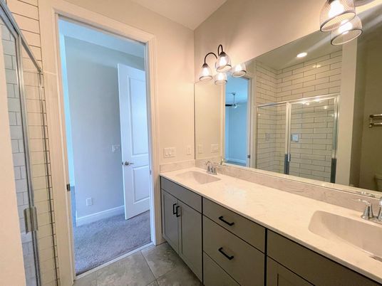 Bathroom, Dual Sink Vanities, Glass Shower, Interior, Recessed Lighting