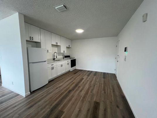 Interior, Kitchen, Recessed Lighting, Wood Texture Flooring