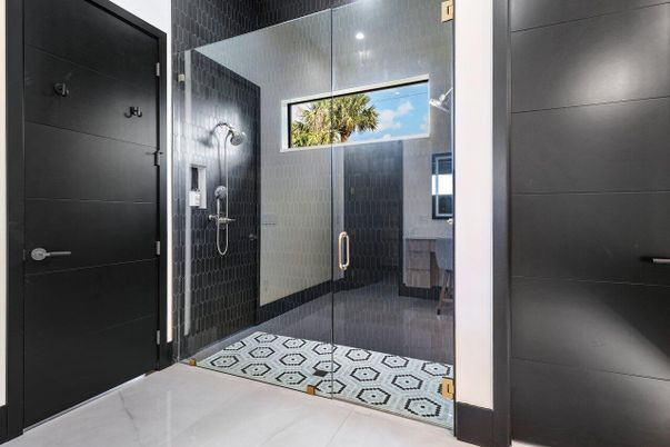 Bathroom, Glass Shower, Interior, Recessed Lighting