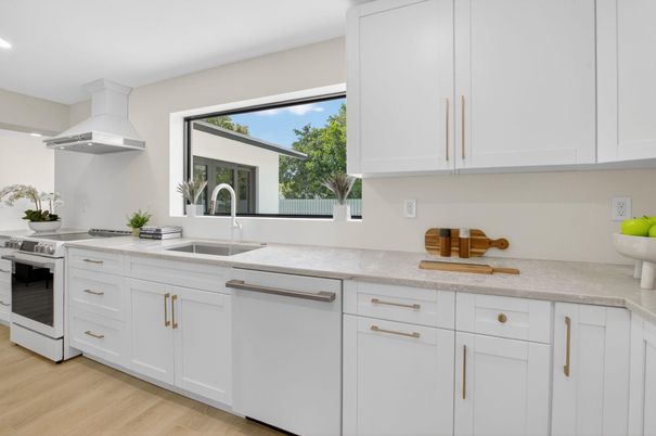 Interior, Kitchen, Recessed Lighting, Wood Texture Flooring