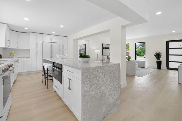 Interior, Kitchen, Recessed Lighting, Wood Texture Flooring