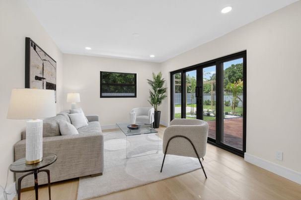 Interior, Living room, Recessed Lighting, Wood Texture Flooring