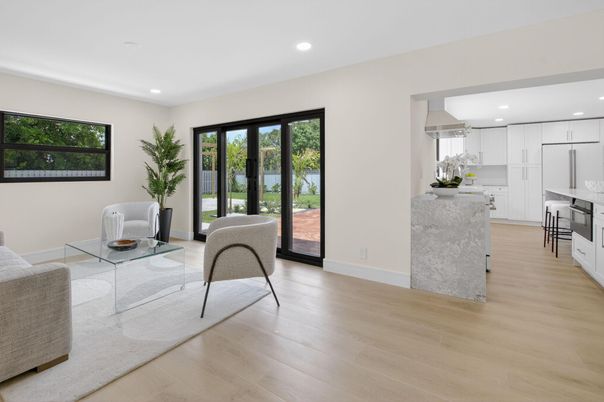 Interior, Kitchen, Recessed Lighting, Wood Texture Flooring