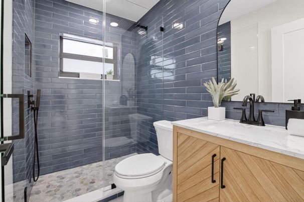 Bathroom, Glass Shower, Interior, Recessed Lighting