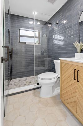 Bathroom, Glass Shower, Interior, Recessed Lighting