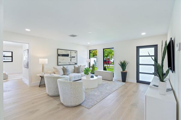 Interior, Living room, Recessed Lighting, Wood Texture Flooring