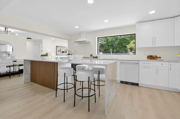 Interior, Kitchen, Recessed Lighting, Wood Texture Flooring