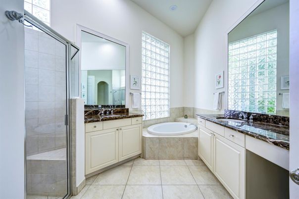 Bathroom, Dual Sink Vanities, Glass Shower, Interior